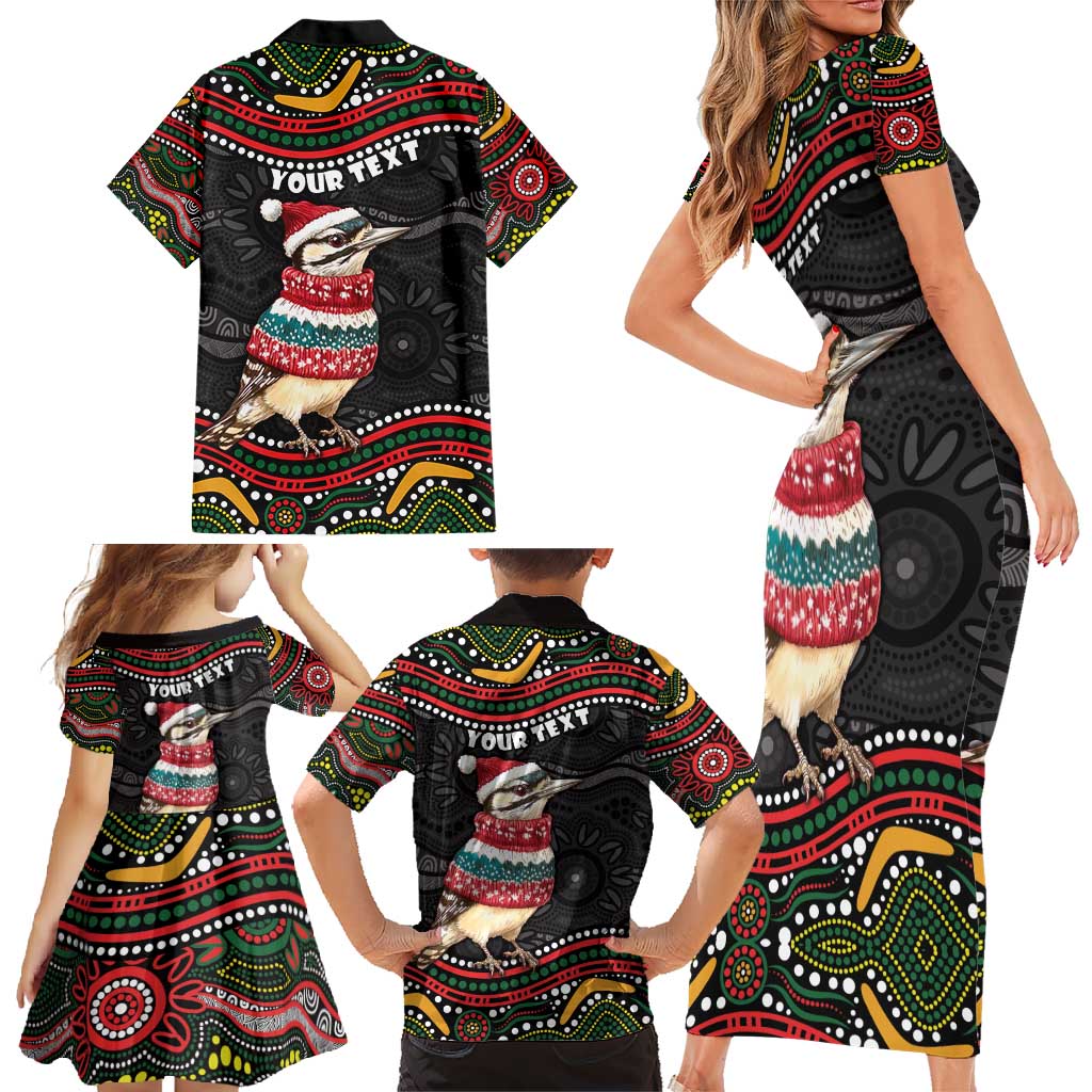 Personalised Australian Woodpecker Christmas Family Matching Short Sleeve Bodycon Dress and Hawaiian Shirt - Aussie Hoodie