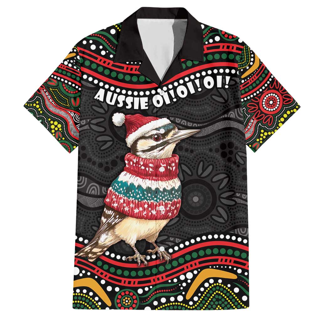 Personalised Australian Woodpecker Christmas Family Matching Short Sleeve Bodycon Dress and Hawaiian Shirt - Aussie Hoodie