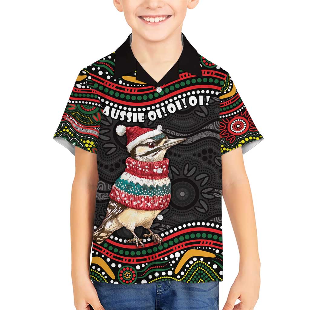 Personalised Australian Woodpecker Christmas Family Matching Short Sleeve Bodycon Dress and Hawaiian Shirt - Aussie Hoodie