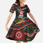 Personalised Australian Woodpecker Christmas Kid Short Sleeve Dress - Aussie Hoodie