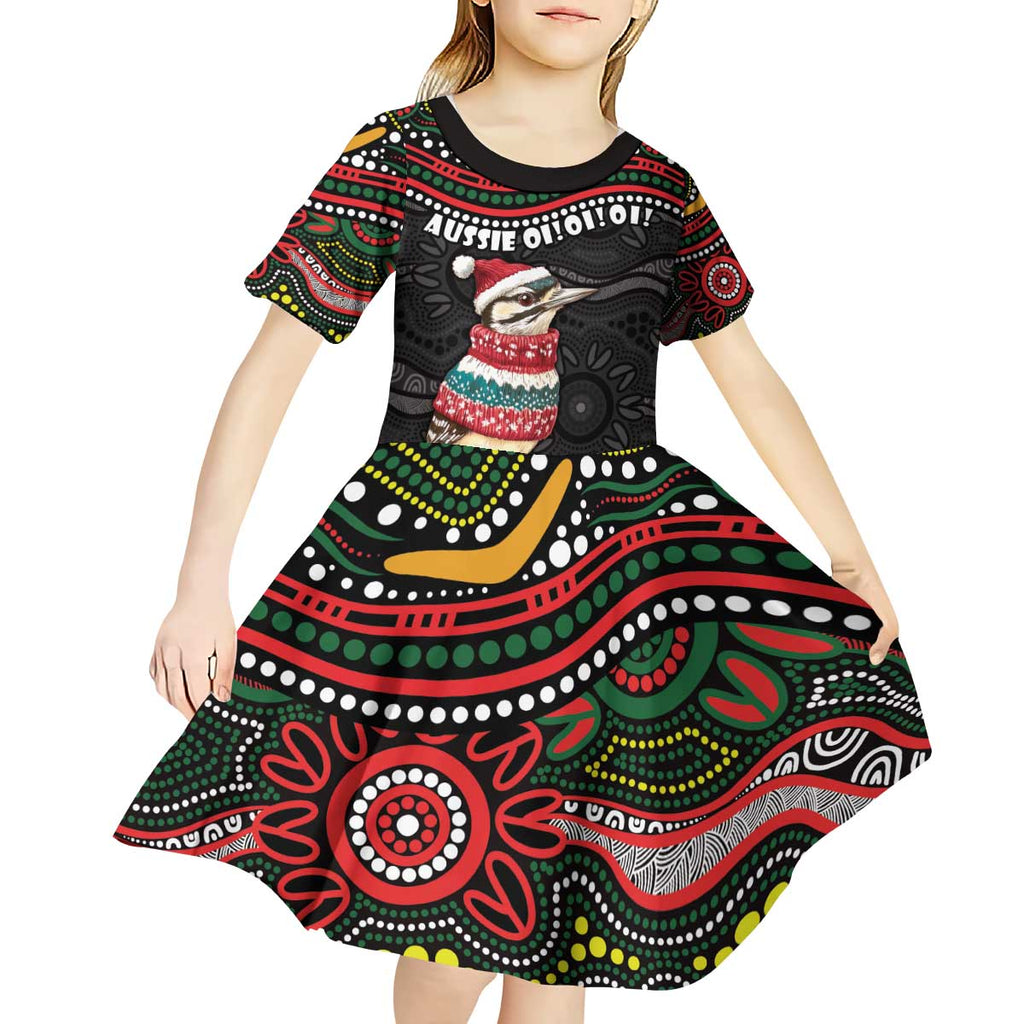 Personalised Australian Woodpecker Christmas Kid Short Sleeve Dress - Aussie Hoodie