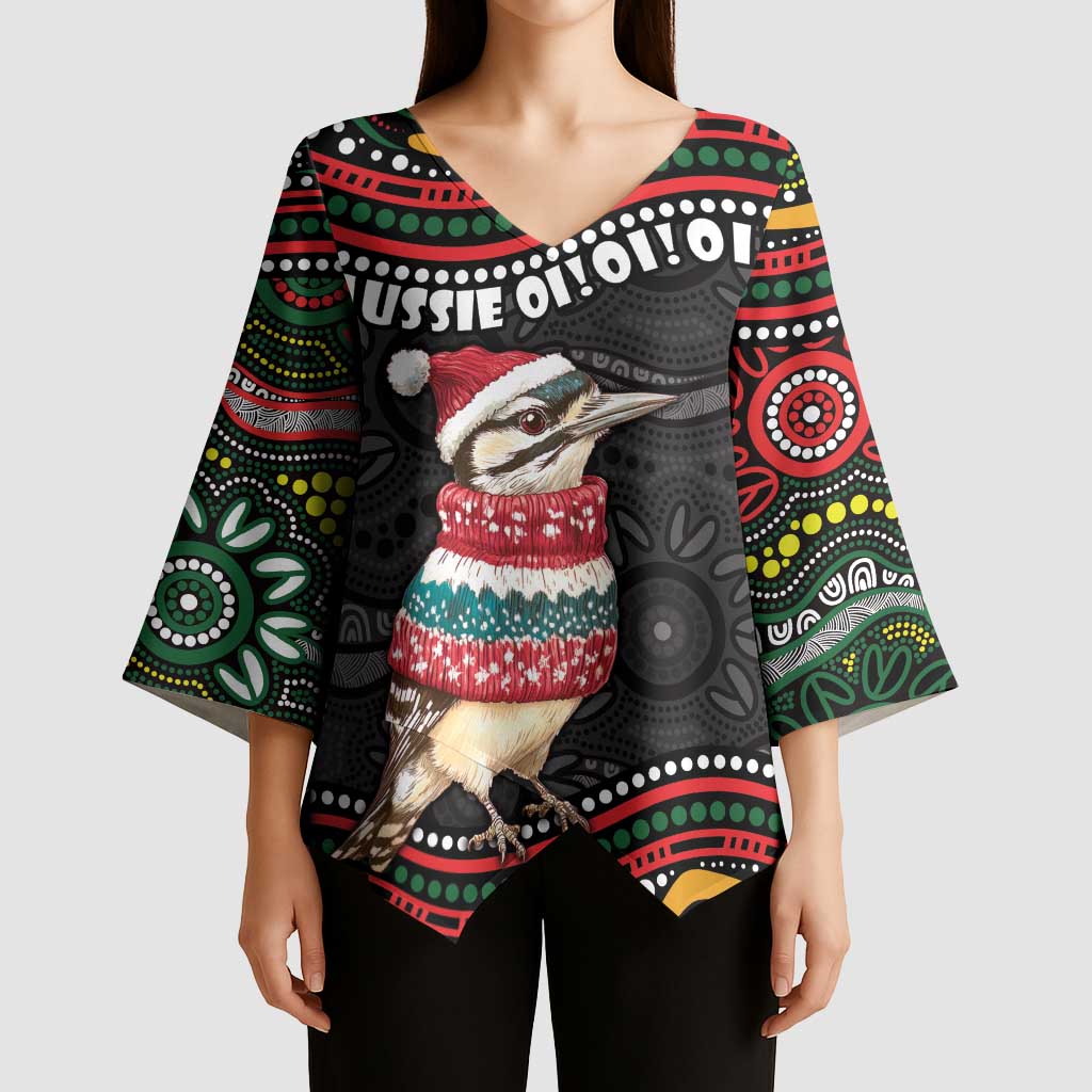 Personalised Australian Woodpecker Christmas Kimono Sleeve Blouse - Aussie Hoodie