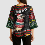 Personalised Australian Woodpecker Christmas Kimono Sleeve Blouse - Aussie Hoodie