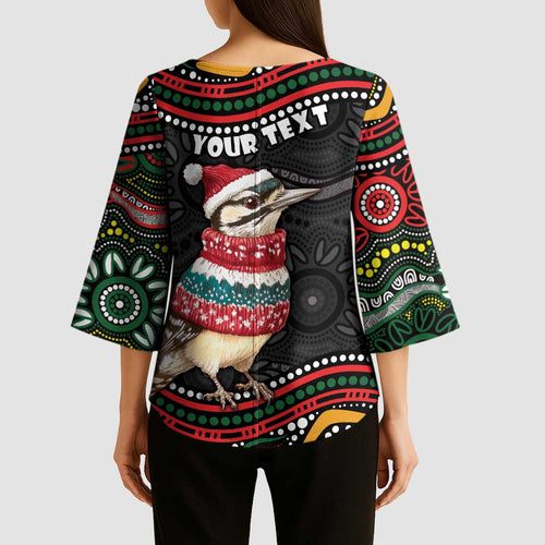 Personalised Australian Woodpecker Christmas Kimono Sleeve Blouse - Aussie Hoodie