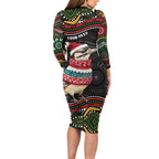 Personalised Australian Woodpecker Christmas Long Sleeve Bodycon Dress - Aussie Hoodie