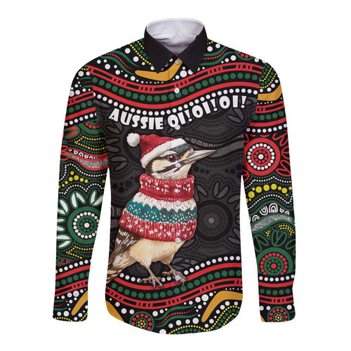 Personalised Australian Woodpecker Christmas Long Sleeve Button Shirt - Aussie Hoodie