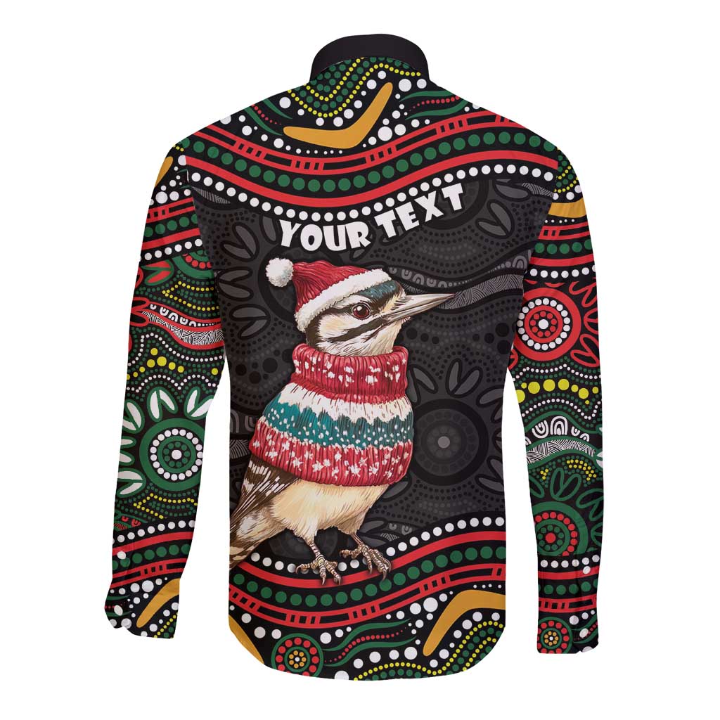 Personalised Australian Woodpecker Christmas Long Sleeve Button Shirt - Aussie Hoodie