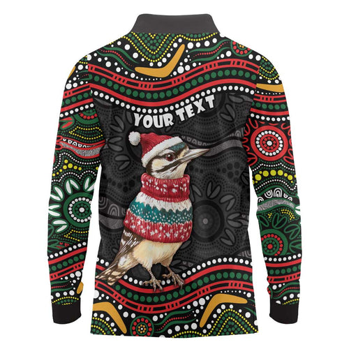Personalised Australian Woodpecker Christmas Long Sleeve Polo Shirt - Aussie Hoodie