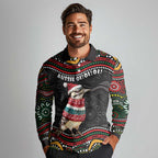 Personalised Australian Woodpecker Christmas Long Sleeve Polo Shirt - Aussie Hoodie