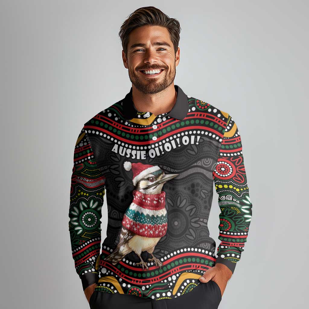 Personalised Australian Woodpecker Christmas Long Sleeve Polo Shirt - Aussie Hoodie