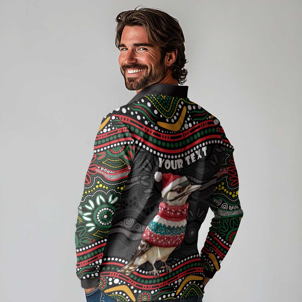 Personalised Australian Woodpecker Christmas Long Sleeve Polo Shirt - Aussie Hoodie