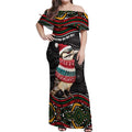 Personalised Australian Woodpecker Christmas Off Shoulder Maxi Dress - Aussie Hoodie