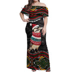 Personalised Australian Woodpecker Christmas Off Shoulder Maxi Dress - Aussie Hoodie