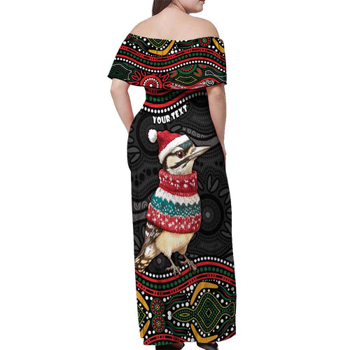 Personalised Australian Woodpecker Christmas Off Shoulder Maxi Dress - Aussie Hoodie