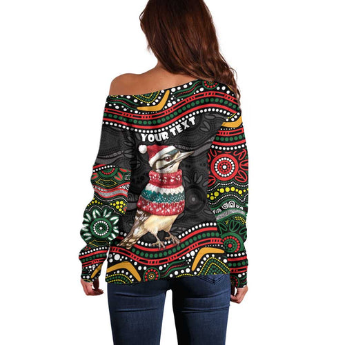 Personalised Australian Woodpecker Christmas Off Shoulder Sweater - Aussie Hoodie