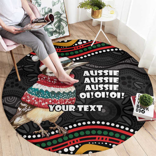 Personalised Australian Woodpecker Christmas Round Carpet - Aussie Hoodie