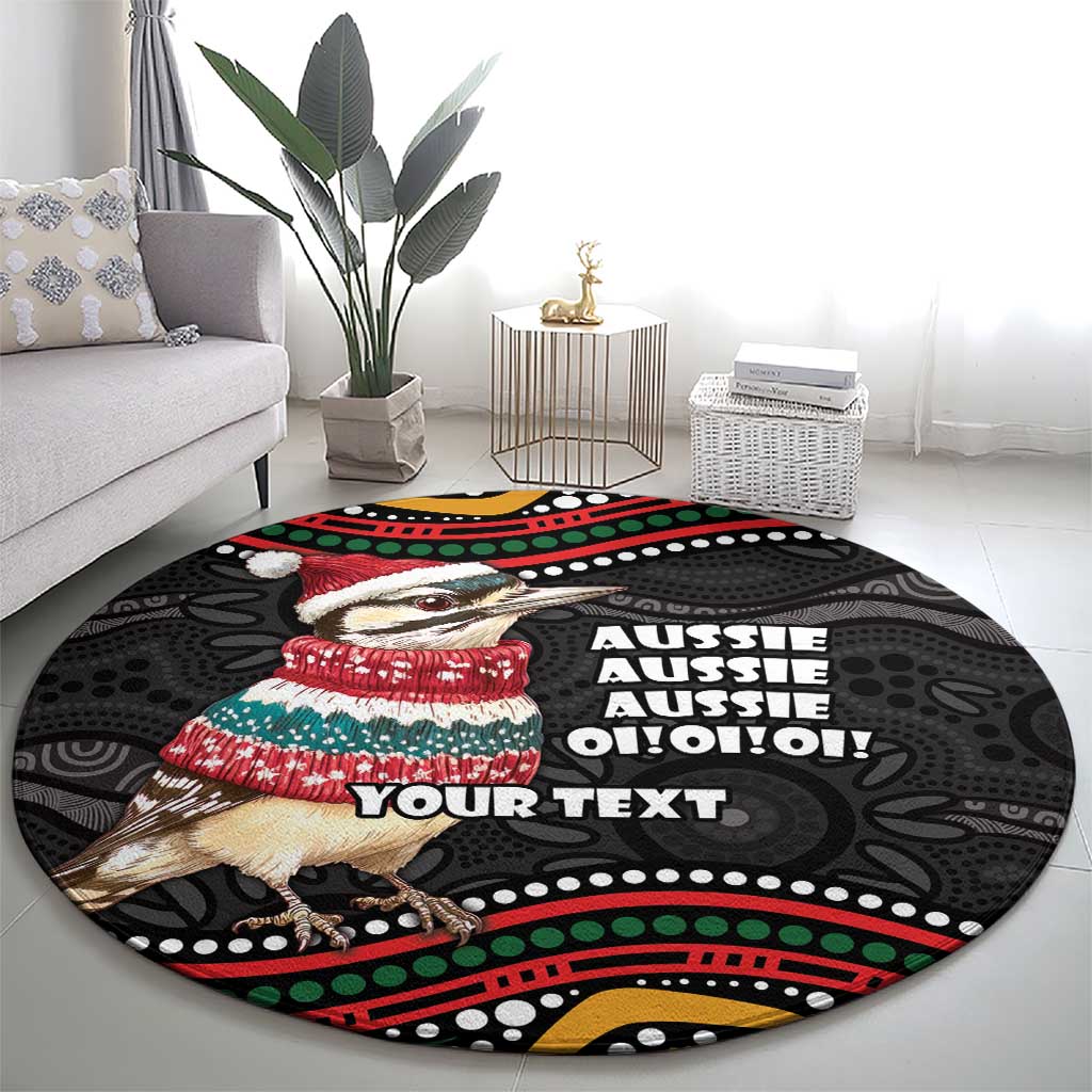Personalised Australian Woodpecker Christmas Round Carpet - Aussie Hoodie