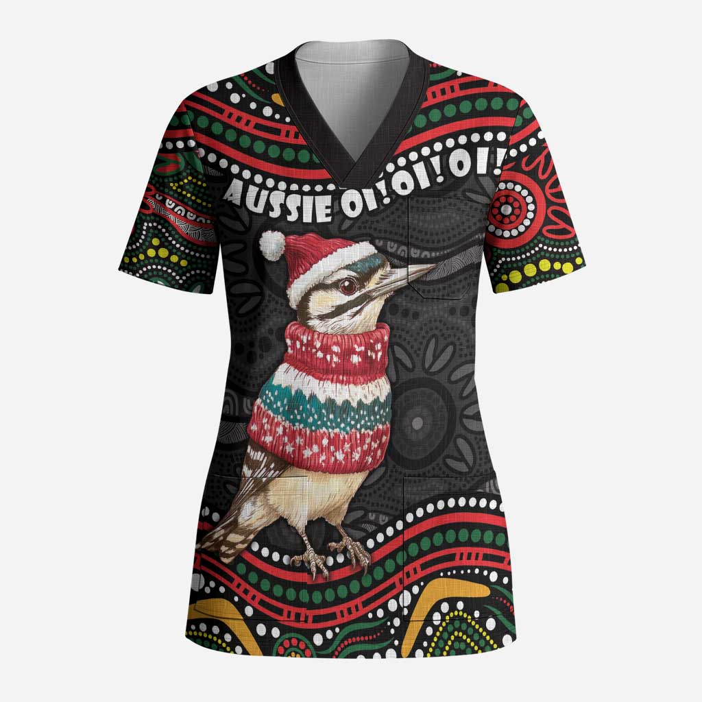 Personalised Australian Woodpecker Christmas Scrub Top - Aussie Hoodie