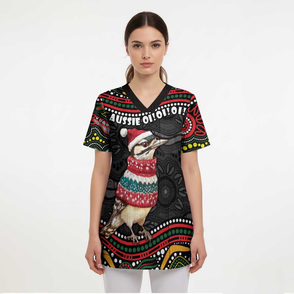 Personalised Australian Woodpecker Christmas Scrub Top - Aussie Hoodie