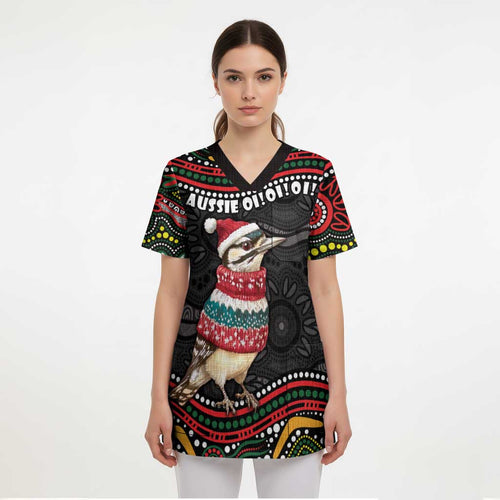 Personalised Australian Woodpecker Christmas Scrub Top - Aussie Hoodie