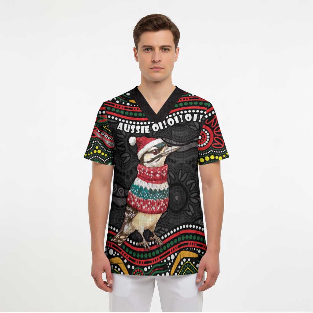 Personalised Australian Woodpecker Christmas Scrub Top - Aussie Hoodie