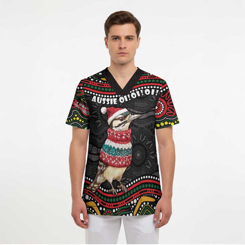 Personalised Australian Woodpecker Christmas Scrub Top - Aussie Hoodie