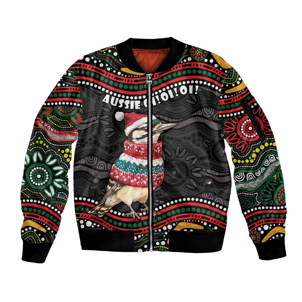 Personalised Australian Woodpecker Christmas Sleeve Zip Bomber Jacket - Aussie Hoodie