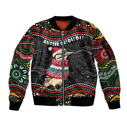 Personalised Australian Woodpecker Christmas Sleeve Zip Bomber Jacket - Aussie Hoodie