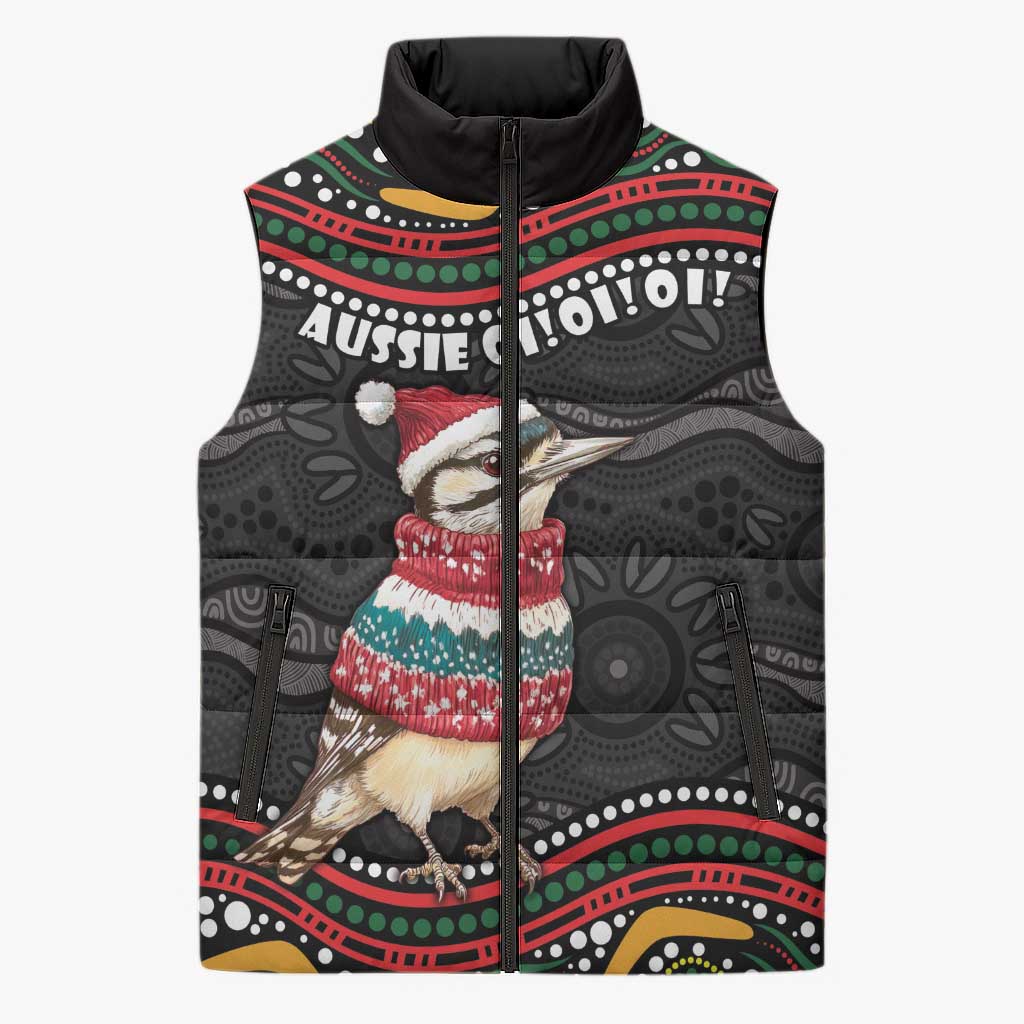 Personalised Australian Woodpecker Christmas Sleeveless Puffer Jacket - Aussie Hoodie