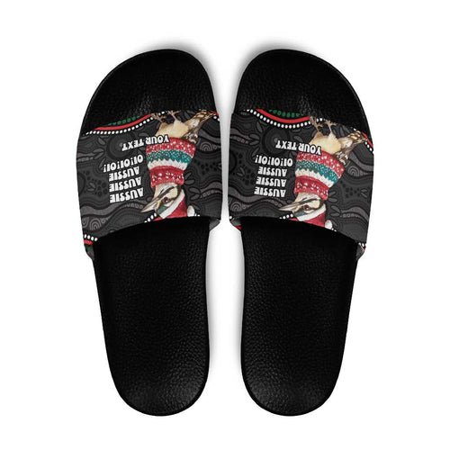 Personalised Australian Woodpecker Christmas Slide Sandals - Aussie Hoodie