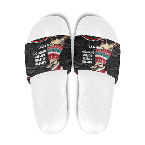 Personalised Australian Woodpecker Christmas Slide Sandals - Aussie Hoodie