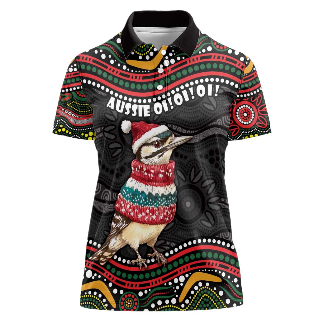 Personalised Australian Woodpecker Christmas Women Polo Shirt - Aussie Hoodie