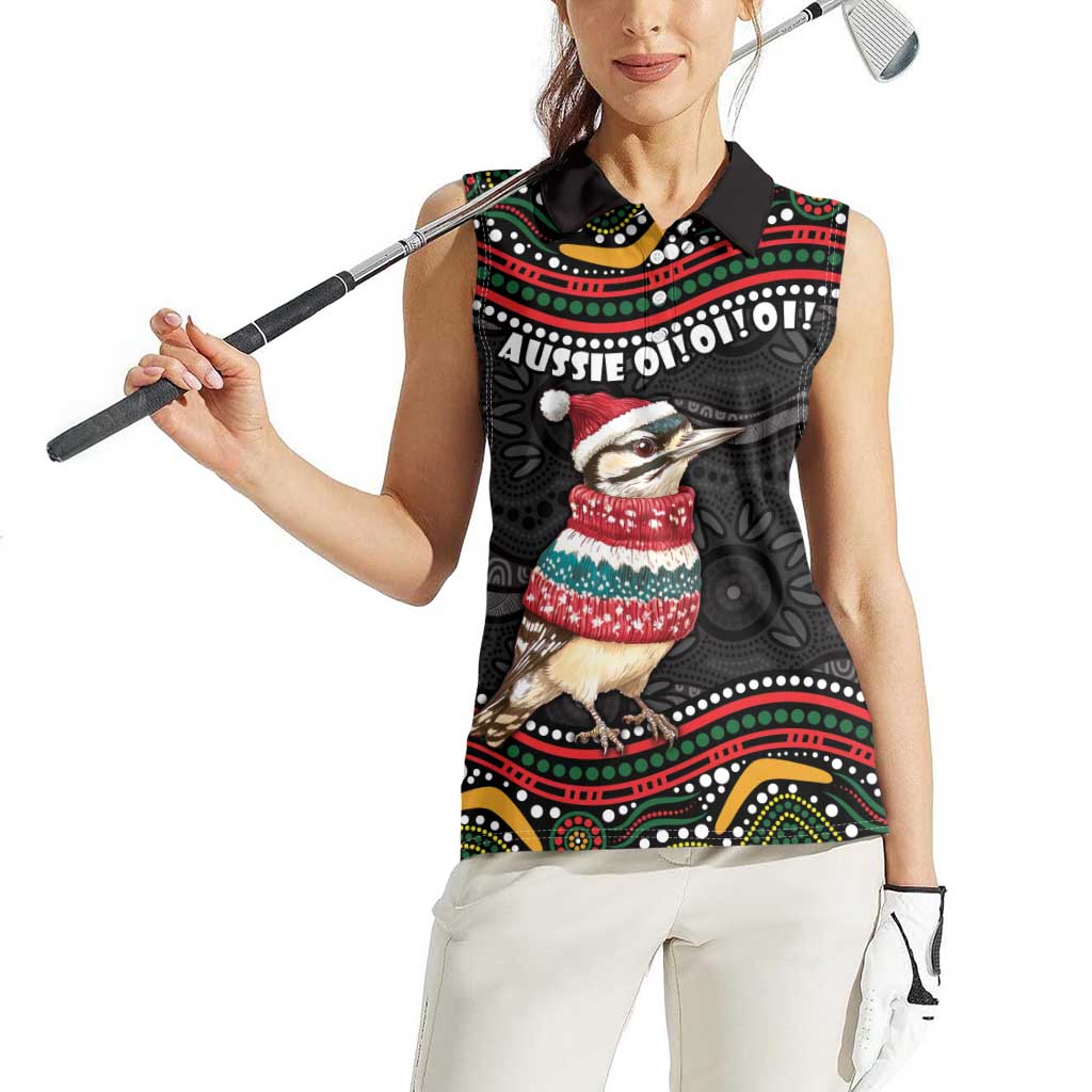 Personalised Australian Woodpecker Christmas Women Sleeveless Polo Shirt - Aussie Hoodie