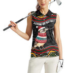 Personalised Australian Woodpecker Christmas Women Sleeveless Polo Shirt - Aussie Hoodie