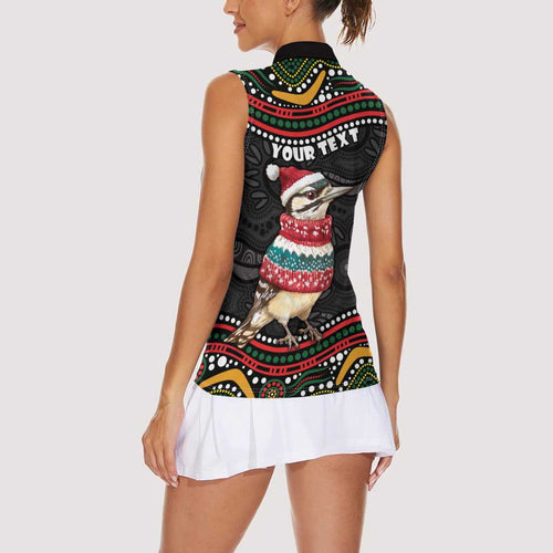 Personalised Australian Woodpecker Christmas Women Sleeveless Polo Shirt - Aussie Hoodie