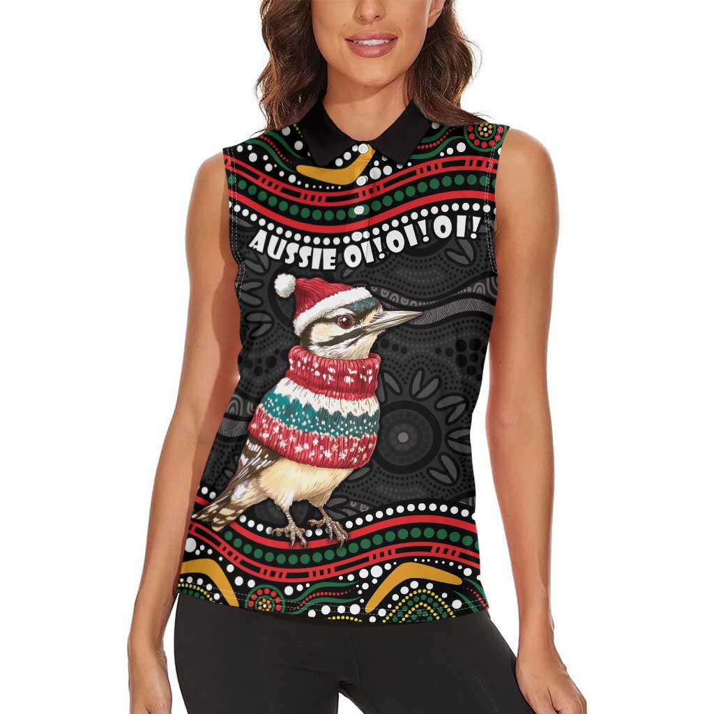 Personalised Australian Woodpecker Christmas Women Sleeveless Polo Shirt - Aussie Hoodie