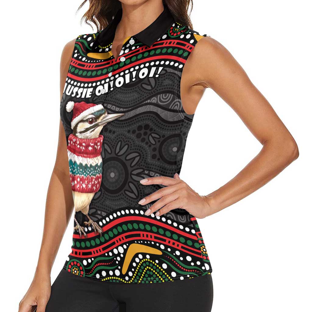 Personalised Australian Woodpecker Christmas Women Sleeveless Polo Shirt - Aussie Hoodie