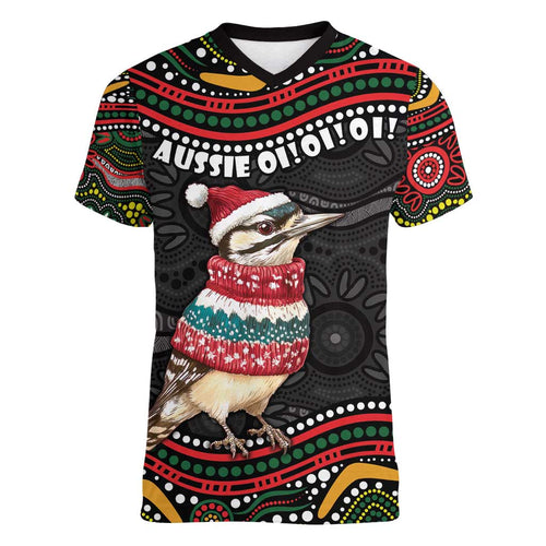 Personalised Australian Woodpecker Christmas Women V-Neck T-Shirt - Aussie Hoodie
