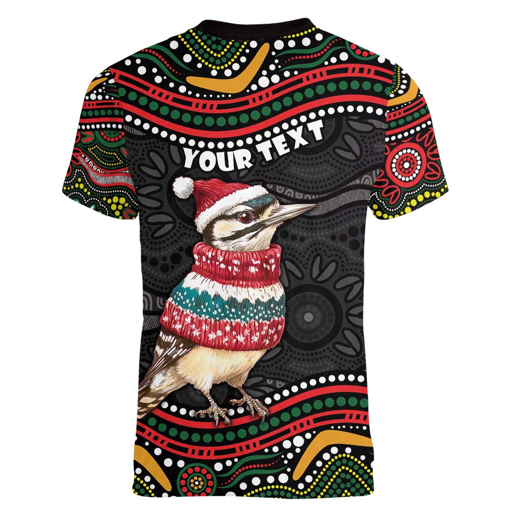 Personalised Australian Woodpecker Christmas Women V-Neck T-Shirt - Aussie Hoodie