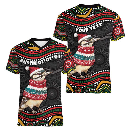 Personalised Australian Woodpecker Christmas Women V-Neck T-Shirt - Aussie Hoodie