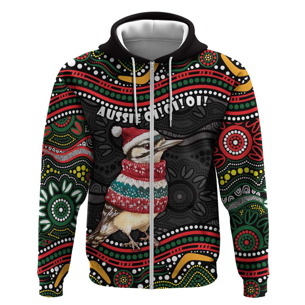 Personalised Australian Woodpecker Christmas Zip Hoodie - Aussie Hoodie