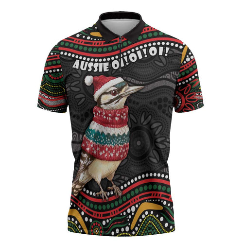 Personalised Australian Woodpecker Christmas Zipper Polo Shirt - Aussie Hoodie