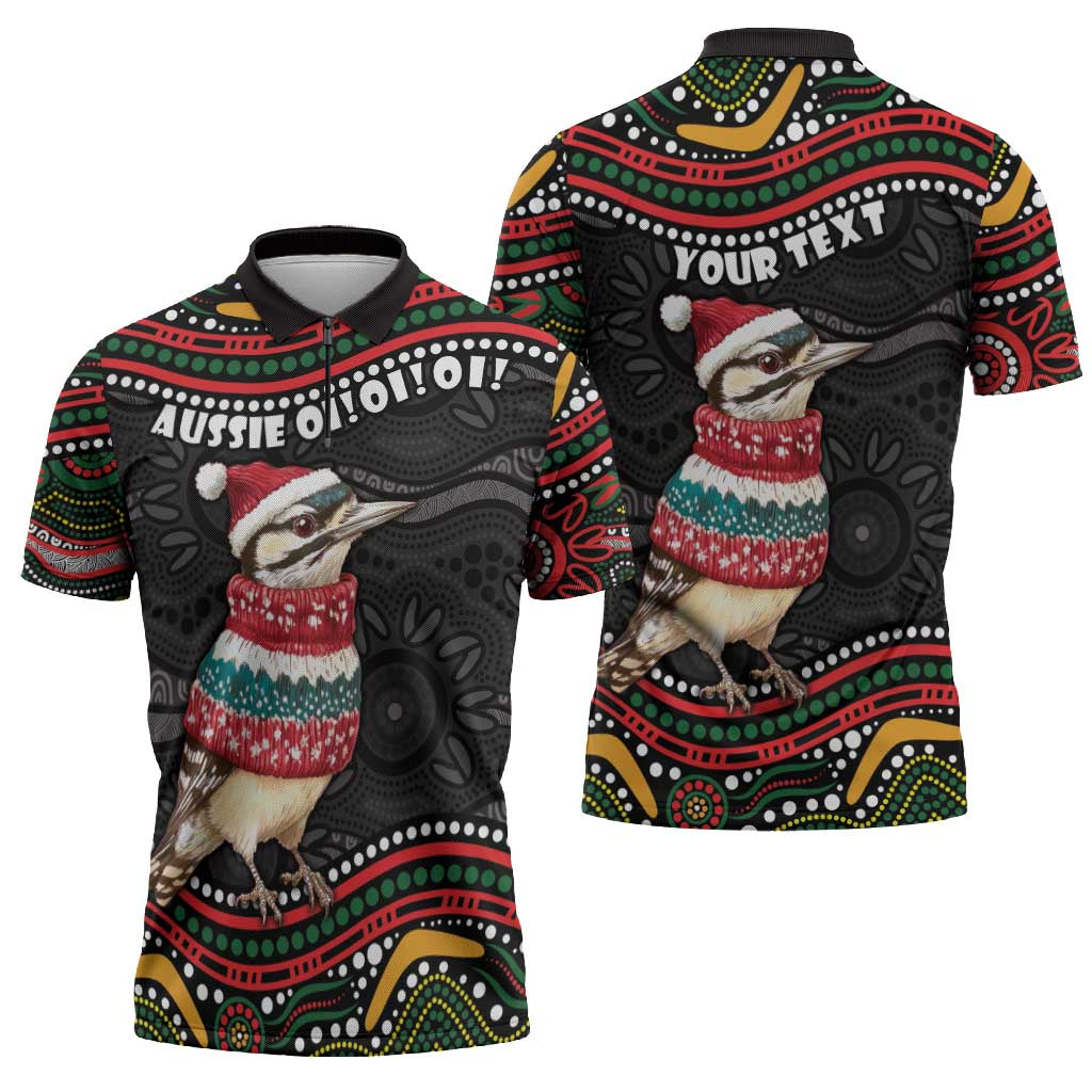 Personalised Australian Woodpecker Christmas Zipper Polo Shirt - Aussie Hoodie