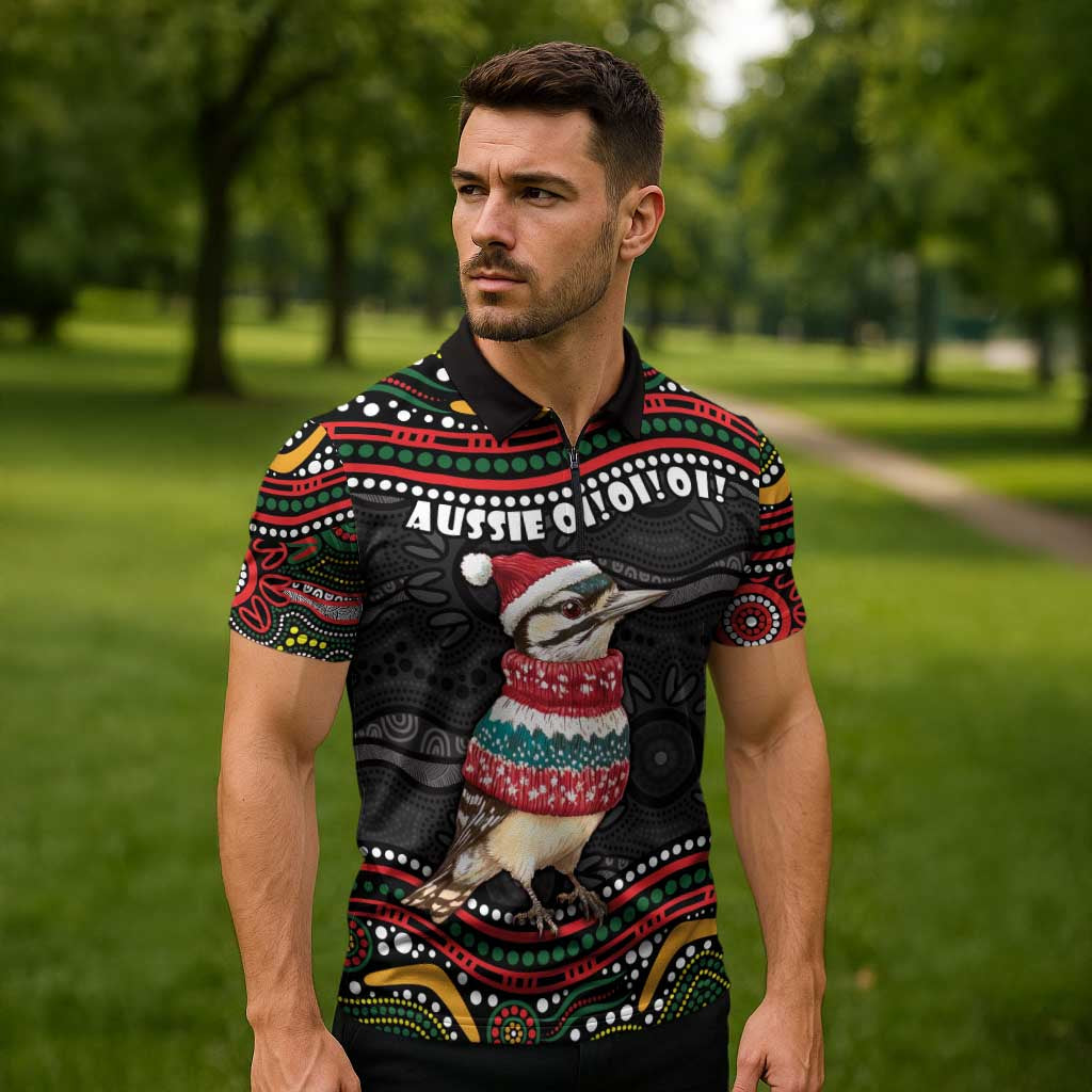 Personalised Australian Woodpecker Christmas Zipper Polo Shirt - Aussie Hoodie