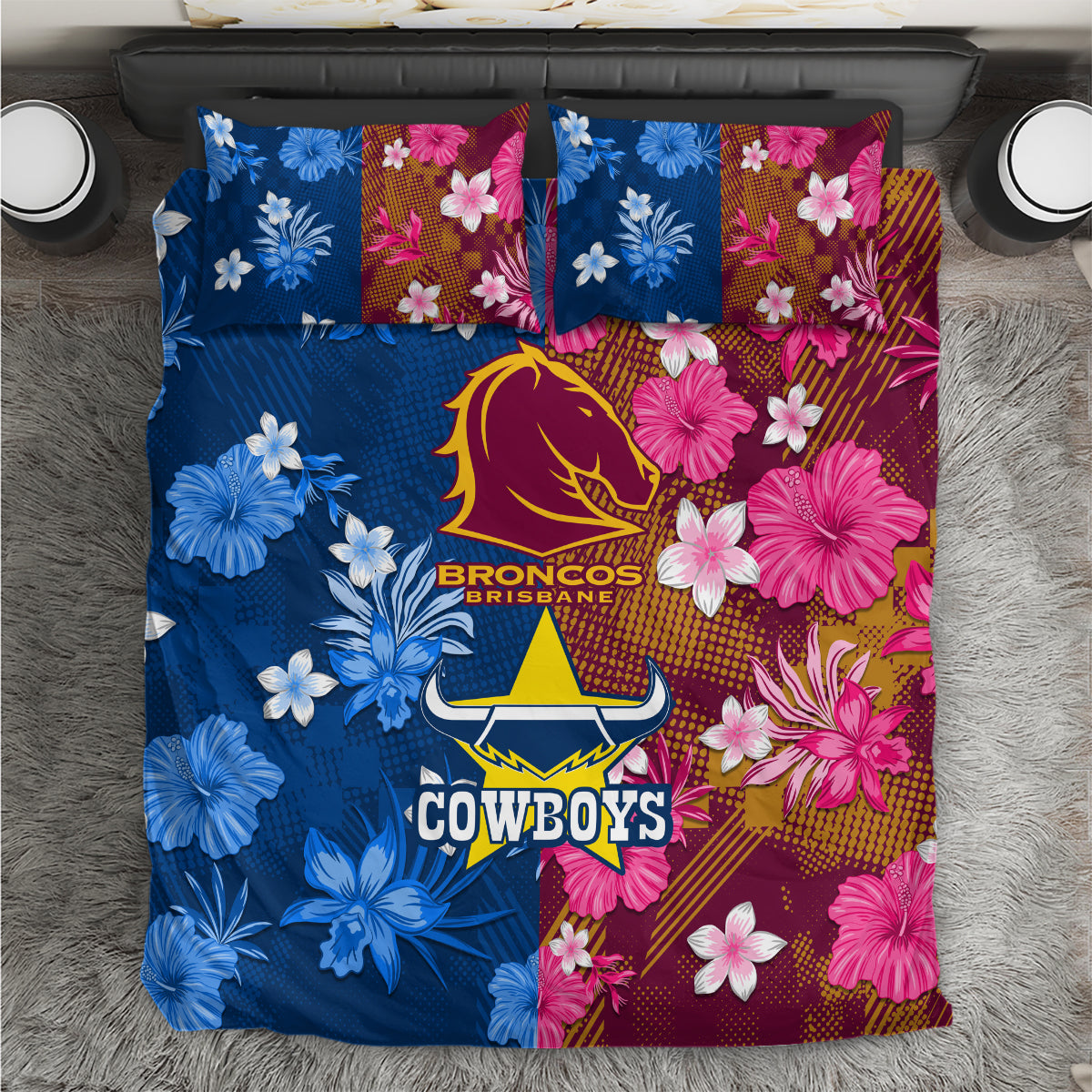 nrl-cowboys-and-broncos-bedding-set-sporty-style