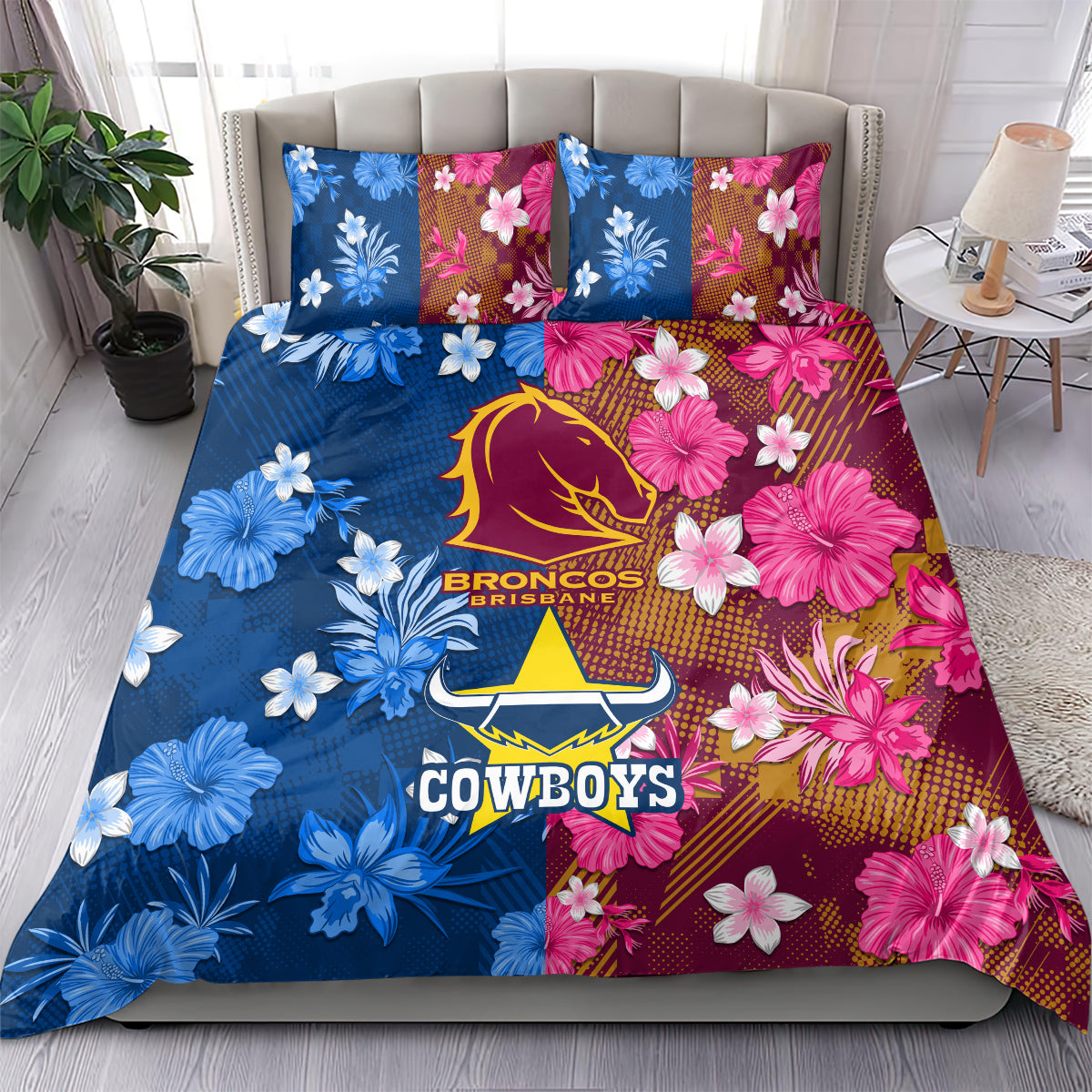 nrl-cowboys-and-broncos-bedding-set-sporty-style
