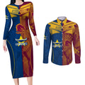 nrl-cowboys-and-broncos-couples-matching-long-sleeve-bodycon-dress-and-long-sleeve-button-shirts-sporty-style