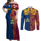 nrl-cowboys-and-broncos-couples-matching-off-shoulder-maxi-dress-and-long-sleeve-button-shirts-sporty-style