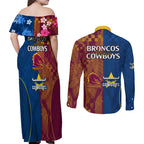 nrl-cowboys-and-broncos-couples-matching-off-shoulder-maxi-dress-and-long-sleeve-button-shirts-sporty-style