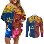 nrl-cowboys-and-broncos-couples-matching-off-shoulder-short-dress-and-long-sleeve-button-shirts-sporty-style